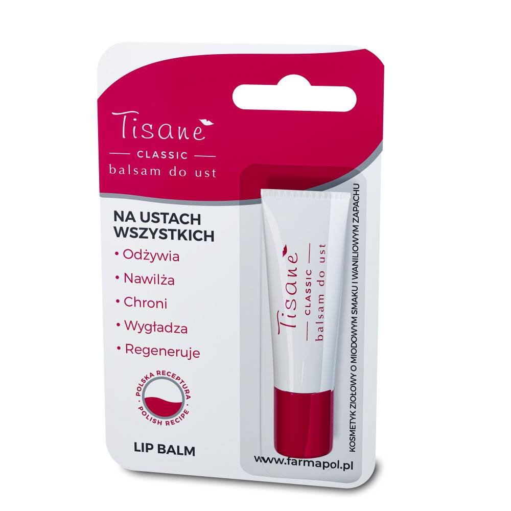 farmapol tisane classic lip balm 47 El bálsamo labial de tisana suaviza, hidrata y nutre los labios secos y agrietados.
