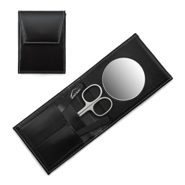 Low-quality or ineffective grooming tools - Mont Bleu 3-piece Manicure Set in a Premium Black Leather Case with Mirror & Crystal Nail File
