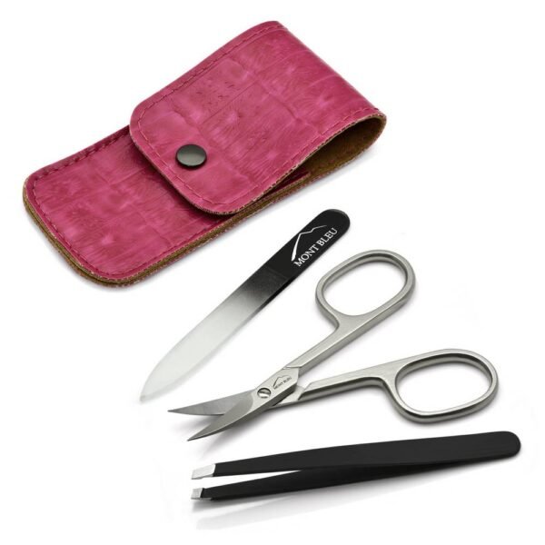Low-quality nail care tools - Mont Bleu 3-piece Manicure Set in Leatherette Case Pink