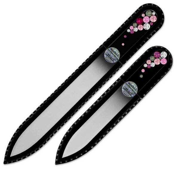 Nail splitting and breakage - Mont Bleu Set of 2 Czech Black Glass Nail Files with crystals BB-MS