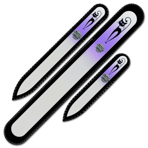 Rough or uneven nail edges - Mont Bleu Set of 3 Glass Nail Files “Cat” with Swarovski crystals