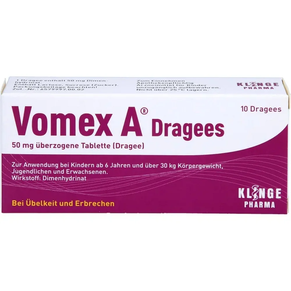 vomex a dragees 50 mg covered tablets 10 pcs VOMEX A dragees 50mg